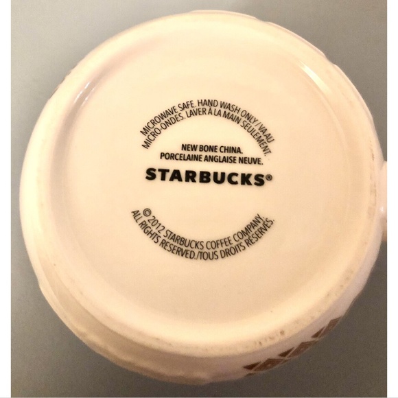 2012 Starbucks Aztec Summer White With Gold Designs Bone China Coffee Mug - Picture 3 of 5